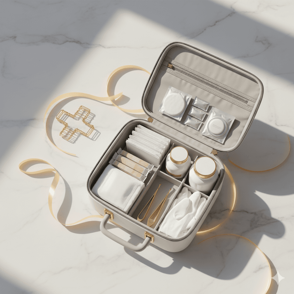 Premium first aid kit in medical workspace